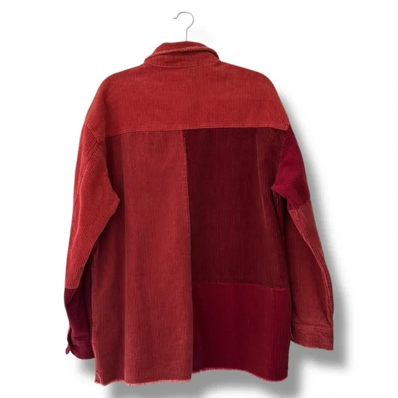 Oli & Hali Buckle Orange Red Corduroy Shacket Shirt Jacket Grunge Oversized XL - Picture 8 of 11